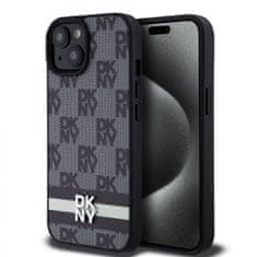 DKNY Zadný kryt PU Leather Checkered Pattern and Stripe pre iPhone 15 Black