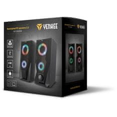 Yenkee Repro YSP 2003RGB, 2.0, 6W, Jack 3,5mm, USB, podsvietené, čierne