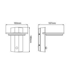 ACA ACA Lighting LED SMD vonkajšie nástenné svietidlo so senzorom 7W 440LM 145d 230V AC 3.000K tmavá šedá CRI80 IP54 30.000hod LG8205GPIR