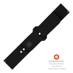 Fixed Set silikónových remienkov Silicone Sporty Strap s Quick Release 20mm pre smartWatch, čierny