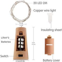 X-SITE LED svetelná reťaz na fľašu THD-012 1,5m biely