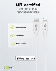 Goobay Lightning - USB-C, nabíjací a synchronizačný kábel, 1m, biely - MFi kábel pre Apple iPhone/iPad, biely; 39425