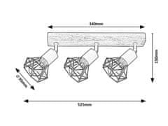 Rabalux ZEUS stropné bodové svietidlo 3x40W | E14 - tmavé drevo, čierna