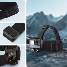 Tech-protect GA100 držiak na hlavu pre športové kamery GoPro / DJI, čierny