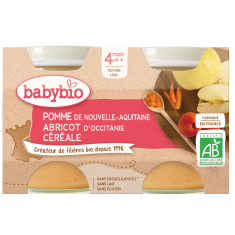 Babybio Príkrm jablko marhuľa cereálie 2x 130 g