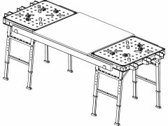 Fortum Stôl pracovný skladací, max. 450kg, 845x598x735-885mm, fixačné otvory, FORTUM