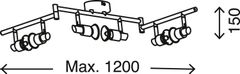 BRILONER BRILONER Bodové svietidlo 120 cm 6xGU10 18W 1680lm matný nikel BRI 2907-062