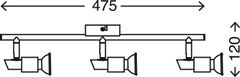 BRILONER BRILONER Bodové svietidlo 47,5 cm 3xGU10 9W 840lm matný nikel BRI 2907-032