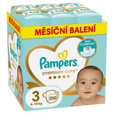 Pampers Premium Care plienky veľ. 3 (200 ks plienok) 6-10 kg Mesačné balenie