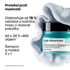 Loreal Professionnel Šampón a maska pre mastnú pokožku hlavy 2 v 1 Scalp Advanced (Anti-Oiliness 2-in-1 Clay) 250 ml