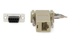 Nedis serial adaptér/ zásuvka D-SUB 9-Pin - zásuvka RJ45/ pooniklovaný/ slonovinová kosť/ blister