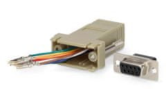 Nedis serial adaptér/ zásuvka D-SUB 9-Pin - zásuvka RJ45/ pooniklovaný/ slonovinová kosť/ blister