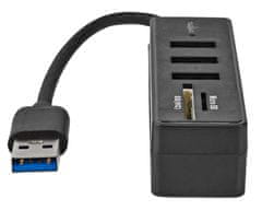 Nedis USB hub/ zástrčka USB-A zástrčka/ 3x zásuvka USB-A/ 5 Portov/ USB 3.2 Gen 1/ 5 Gbps/ SD & MicroSD/ čierny/ blister