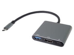 PremiumCord Adaptér USB-C na HDMI + USB3.0 + PD, rozlíšenie 4K a FULL HD 1080p