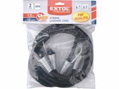 Extol Premium Popruhy elastické s hákmi, 2ks, 150cm x Ø12mm, pozinkované háky Ø4mm, EXTOL PREMIUM