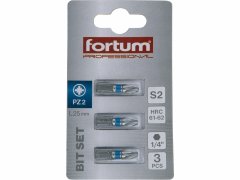 Fortum Bit krížový 3ks, PZ 2x25mm, S2, FORTUM