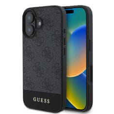 Guess Zadný kryt PU 4G Stripe pre iPhone 16 Grey