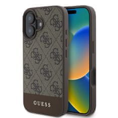 Guess Zadný kryt PU 4G Stripe pre iPhone 16 Brown