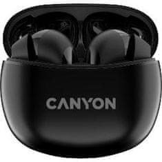 Canyon TWS-5 BT slúchadlá s mikrofónom, BT V5.3 JL 6983D4, púzdro 500mAh +40mAh až 38h, čierna