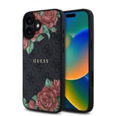 Guess Zadný kryt PU Leather 4G Roses MagSafe pre iPhone 16 Black