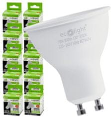 ECOLIGHT 10x LED žiarovka - GU10 - 10W - 900lm - 3000k - teplá farba Eco Light