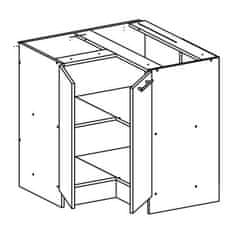 KONDELA Dolná rohová skrinka dub sonoma, biela FABIANA S - 90N