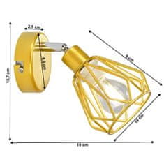 KONDELA Nástenná lampa zlatá, kov OKIRA TYP 2