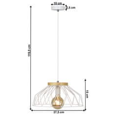 KONDELA Visiaca lampa biela, prírodná, drevo, kov TREX TYP 2