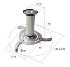 Cabletech Stropná montáž projektora strieborný UCH0100