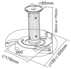 Cabletech Stropná montáž projektora strieborný UCH0100