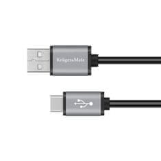 Krüger&Matz USB kábel - USB typ C 1m Kruger & Matz Basic sivý KM1239