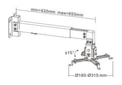 Cabletech Držiak projektora na stenu/strop, strieborný UCH0148