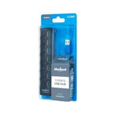 Rebel USB 3.0 HUB rozbočovač 7 portov, čierny KOM0941