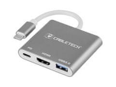 Cabletech Adaptér konektora typu C - zásuvky USB 3.0 HDMI 2.0 typu C strieborný KOM0952