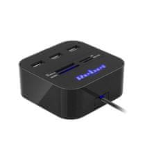 Rebel 3portový USB 2.0 HUB s čítačkou pamäťových kariet čierny KOM1020