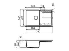 Elleci Granitový kuchyňský dřez s odkapem UNICO 300 G43