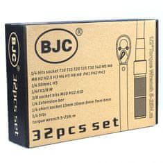 BJC Momentový kľúč 1/4", 5 - 25 Nm, súprava 32 ks B53574