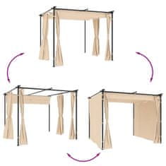 Vidaxl Altánok so závesmi 3x3 m, krémový, oceľ