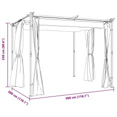 Vidaxl Altánok so závesmi 3x3 m, antracitový, oceľ