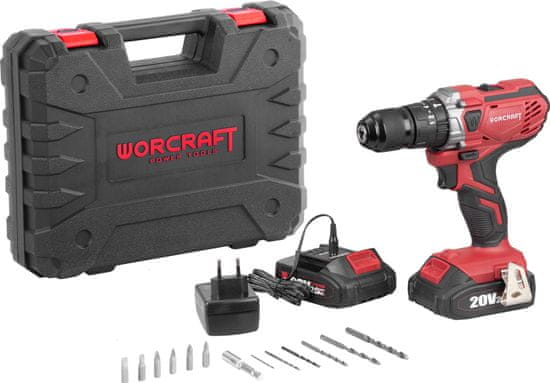 Worcraft Skrutkovač Worcraft CHD-S20LiWB ShareSYS, 20V, 2x Li-ion 2.0 Ah, bezuhlíkový, SET v kufri