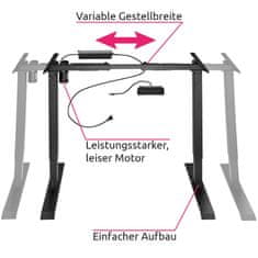 tectake Rám stola elektr. výškovo nastaviteľný s funkciou pamäte 85-129x65x71-121cm