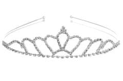 Camerazar Krištáľová tiara Tiara na svadobné ozdoby do vlasov, dĺžka 13 cm, výška 3,5 cm, materiál cínový drôt