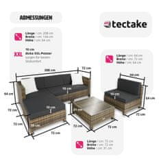 tectake Záhradný ratanový nábytok s hliníkovým rámom vr. povlakov v 2 farbách