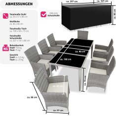 tectake Záhradný ratanový nábytok Menorca 8 + 1 vr. plachty