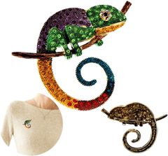 Camerazar Elegantná brošňa Chameleón so zirkónmi, šperková zliatina, 6 cm * 7,8 cm