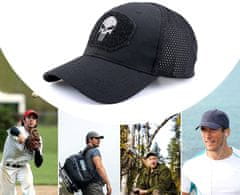 Camerazar Fashion Punisher Baseball Cap with Mesh Construction and Adjustable Veľkosť 54-58 cm