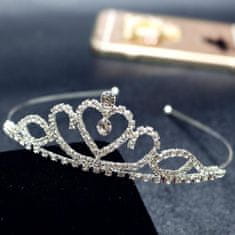 Camerazar Ozdobná tiara Tiara s krištáľovou korunkou, cínový drôt, dĺžka 13 cm