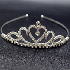 Camerazar Ozdobná tiara Tiara s krištáľovou korunkou, cínový drôt, dĺžka 13 cm