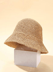 Camerazar Dámsky slamený plážový klobúk BUCKET HAT, tmavá slama, univerzálna veľkosť 56-58 cm