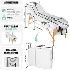 tectake Skladacie masážne lehátko Somwang -3zóny, 7,5 cm polstrovaním